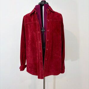 Churter Club Burgundy 100% Leather Button Up Shirt sz L
